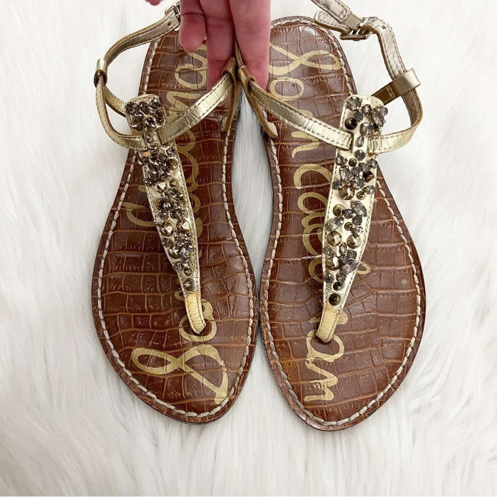 Sam Edelman Gold embellished thong sandals